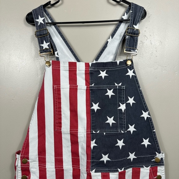 Men's Chubbies The Chubberalls 2.0 American Flag Overalls Red White Blue Size XL - Picture 4 of 6